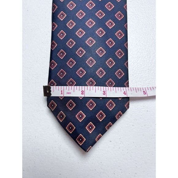 Resilio Tie Geometric Navy Red 4” Wide Acetate - Picture 3 of 5
